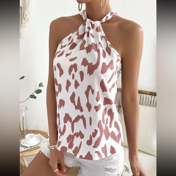 Boho leopard print twist neck top - Picture 4 of 5